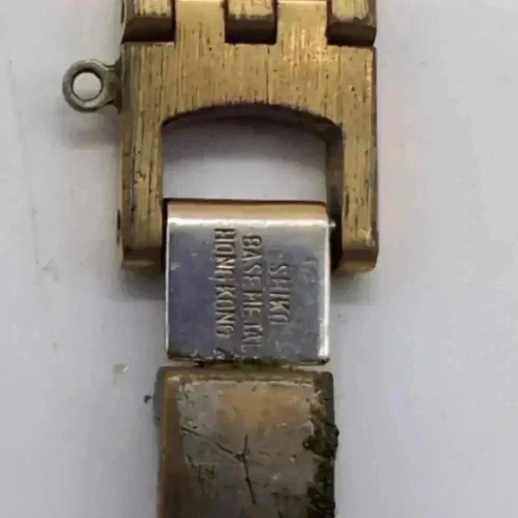 Seiko Watch Gold Tone Black Face monogramed SJS not working - Picture 4 of 5